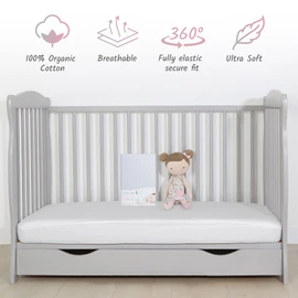 Chicco nexttome Crib Sheets 51x85cm Fully Fitted and 100% Organic Cotton Completely Natural Crib Sheets Grey and Set of 2 Ultra-soft and Comfortable Tutti Bambini Cozee Sheets Next To Me Crib Sheets