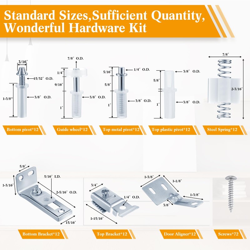 Tandefio 12 Pack Bifold Door Hardware Kits Closet Door Repair