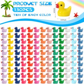GADIEDIE130Pcs Multicolor Mini Resin Ducks,Miniature Duck Figures Landscape Decorations for Home Hide Prank Game Dollhouse Decor,Garden Aquarium Potted Ornament,School Handmade