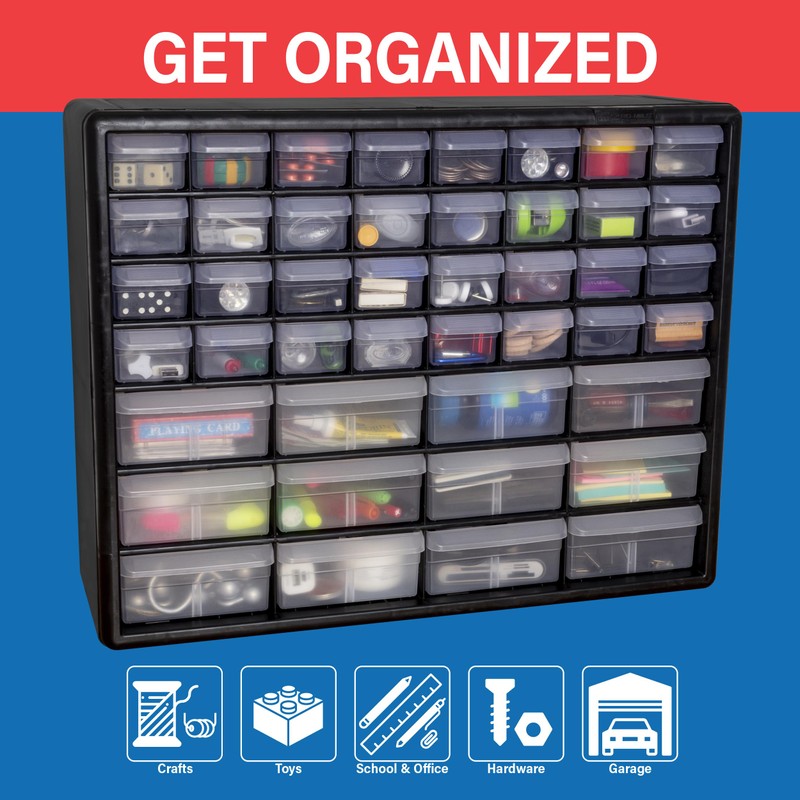 Akro-Mils 44-Drawer Plastic Drawer Storage Cabinet for Garage Organization, Bead