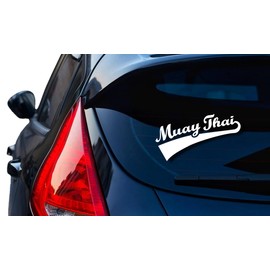 Muay Thai 6x3 Decal Sticker - Retro Style Martial Arts Graphics - Perfect for Car Window, Gyms, Home Decor and More!