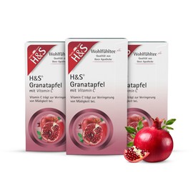 H&S Pomegranate with Vitamin C Tea, 3 x 20 Bags (2.7 g each): Fruity, Pleasant Pomegranate Tea, Pack of 3