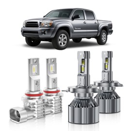 EASY EAGLE for 2005-2011 Toyota Tacoma LED Light Bulbs Combo, 4pcs Super Bright H4 High Low Beam and 9005 Fog Lights, Plug and Play
