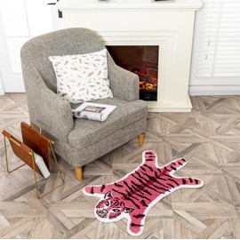ZSCYD-yingda1992 Tiger Shaped Rug Animals Bath Mat Rug Non-Slip Bathroom Door Mat for Bathroom Bedroom Kitchen Cartoon Area Rug for Bathroom Tub Soft Bathmat Home Decor Pink+Brown