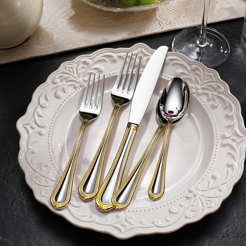KEAWELL Pearl Edge Premium 20-Piece Refined Bead Silverware Set, 18/10