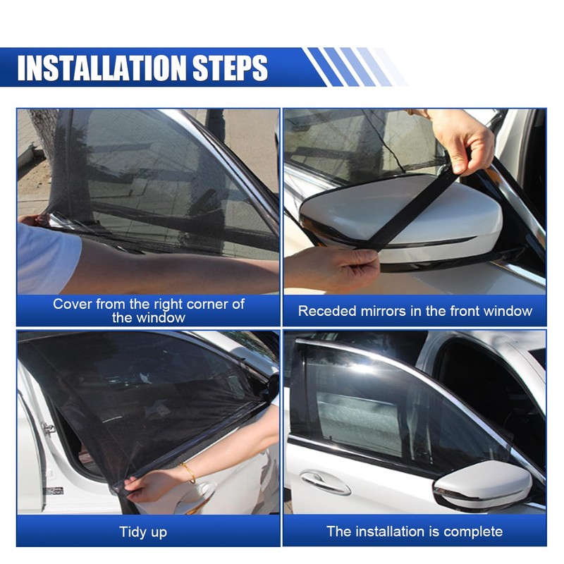 DUSCOKE 2PCS Car Window Shades, Stretch Mesh Sunshade Cover Block