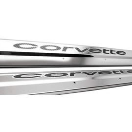 Blue Oval Industries 1978-1982 C3 Corvette Door Sills Polished Stainless Steel with Vinyl Carbon Fiber Style Inlay