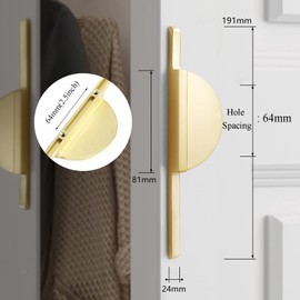 Myxekllo Gold Drawer Pulls Half Moon Drawer Pulls, Brushed Gold Cabinet Pull Handles for Kitchen Cabinet Cupboard Dresser, Hole spacing 2.5 inches 4 Pack