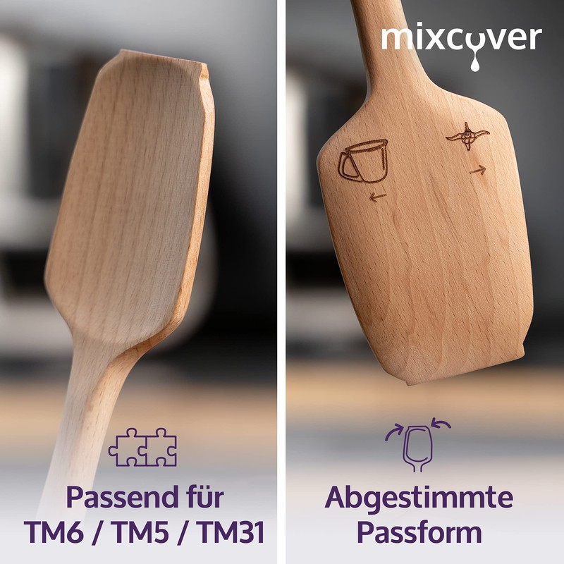 Mixcover Sustainable Wooden Spatula Suitable for Thermomix TM 5 TM