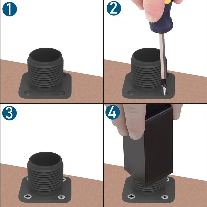 Rusoz Black Legs for Furniture, 4 Pcs Adjustable Cabinet Legs