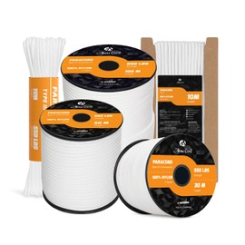 Abma Cord Paracord 550 4mm 50m 100% Nylon Rope Type III 7 Strands Parachute Cord for DIY, Camping, Survival, Outdoor - Max. 250kg - White