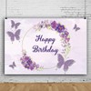 Ttincceer Happy Birthday Background Silver Purple Butterfly Wreath Photography Background Baby Shower Birthday Party Banner Lilac Background Photo Studio Booth Prop 220 x 150 cm