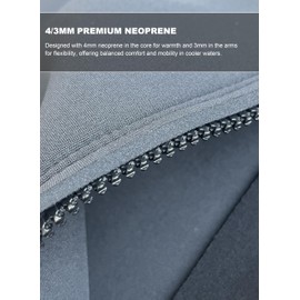 Ocealite Men’s Front Zip Full Wetsuit, 3mm 4/3mm 5/4mm Neoprene Wetsuits for Surfing, Diving, Snorkeling, Swimming, Flatlock or Blind-Stitch, PU Knee Pads (Mens 4/3mm Black, Small)