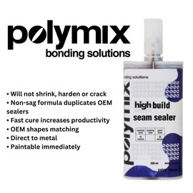 Polymix High Build Seam Sealer 200ml Cartridge & Two Application Mixing Nozzles (Beige)