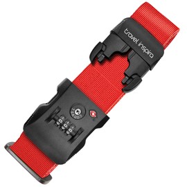 travel inspira 【TSA Lock】Suitcase Belt for Travel, Convenient Goods, Cargo Securing Belt, Band, Prevents Unfolding, Adjustable from 110 to 190 cm, I-shaped, Lightweight, 3-digit Dial, Fixed Belt