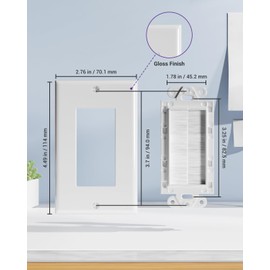 VCE Brush Wall Plate, Cable Pass Through Insert for Wires, White, 10-Pack