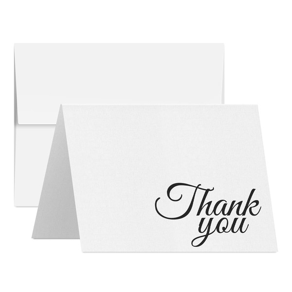 Thank You Greeting Cards and Envelopes – Elegant Linen Textured