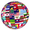 Flag Globe World - 3 Pack Circle Stickers 3 Inch