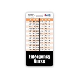 Emergency Nurse Badge Buddy Vertical w/Height & Weight Conversion Charts (Standard, Black)