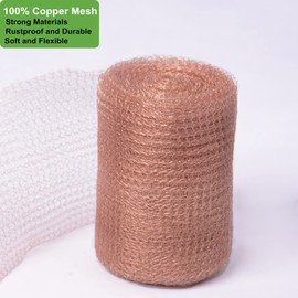 YAGJIA Copper Mesh Rodent Control, 5 in x 32 ft Pure Copper Wire Mesh, Rustproof Copper Mesh Roll, Double Layer Rodent Mesh Barrier for Hole Blocking