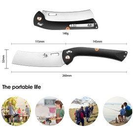 SENBON 440 Stainless Steel Lightweight Ultra Sharp Pocket Folding Chef Knife Peeling Utility Knife Fruit Knife g10 Handle with Back Clip