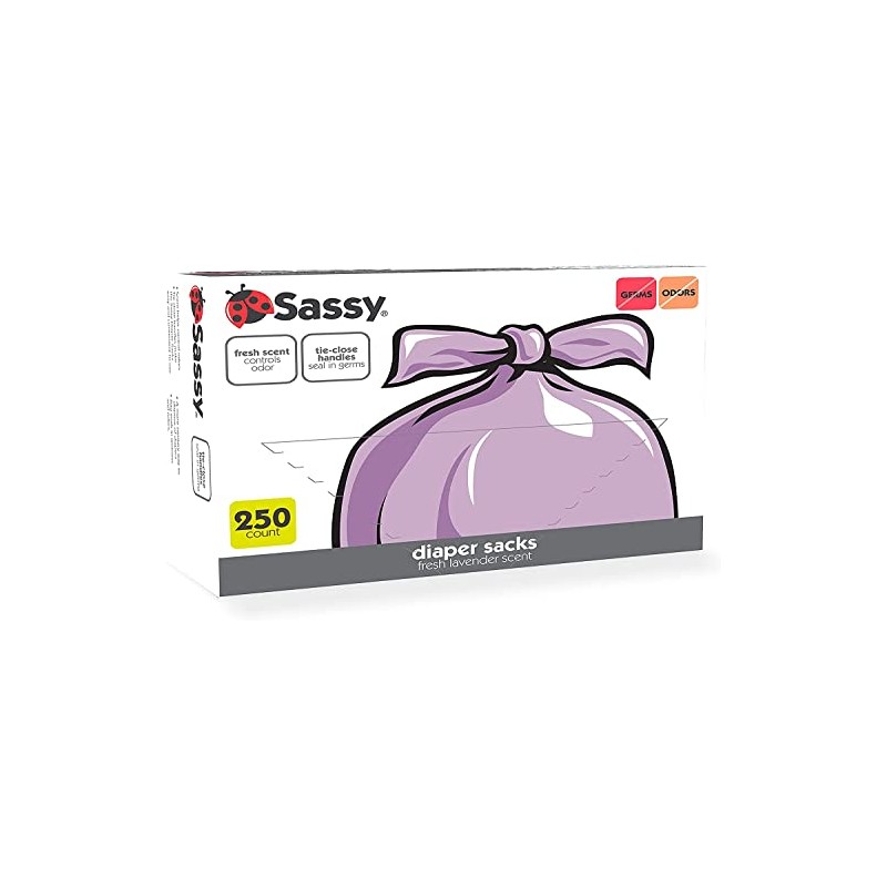 Sassy 250 Count Disposable Diaper Sacks, Lavender Scented, Easy-To-Tie, Diaper
