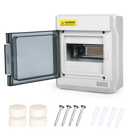 BuyWeek Surface-Mounted Distribution Box 1 Row 6 Modules IP66 Waterproof Fuse Box Surface-Mounted Small Distribution Unit Surface-Mounted with Brass Terminals Sub-Distribution Surface-Mounted for