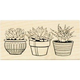 Inkadinkado 60-01508 Succulent Pots Mounted Rubber Stamp for Wedding Card Making and Scrapbooking, 3.5'' x 1.75'' x 1'