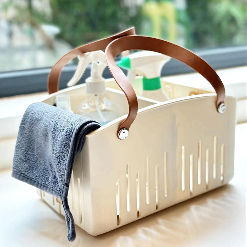 Portable Shower Caddy,Foldable Shower Caddy with Handle and Adjustable Divider,Plastic