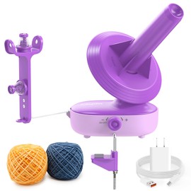 Caydo Yarn Winder with Adapter, Electric Yarn Ball Winder Pro, 10oz Large Automatic Yarn Winder for Crocheting, Dual-Spring Strong Tension Stepless Speed, Yarn Spinner Helper for Knitting Enthusiast(Purple)