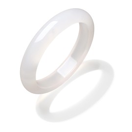 ZHOU LIU FU Bangle Bracelets White Chalcedony Round Bracelets Natural Gemstone Lucky Accessory Gift with Certificate Dainty Jewelry for Women Her Mom Anniversary Birthday