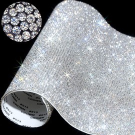 Outus 12000 Pcs Self-Adhesive Rhinestone Sheet 9.4x7.9 Inch Glitter Crystal Gem Stickers for Car Phone DIY Craft Bling High-Density Bling Decals for Women DIY Clothing Decor(White)