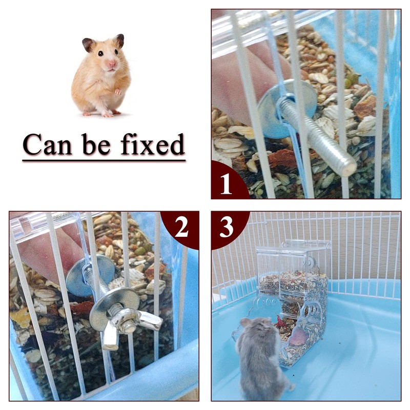 Andiker Automatic Hamster Feeder, 400ml Transparent Acrylic Food Automatic Feeder