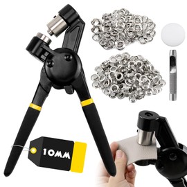 CNQLIS 3/8" Grommet Tool Kit, Handheld Eyelet Kit, Manual Grommet Press with 500PCS 10mm Silver Grommets