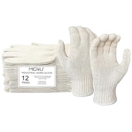 MIG4U 12 pares de guantes de trabajo - Guantes de hilo de algodón para trabajo de seguridad - Forro de guante protector de manos, protección contra el