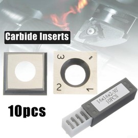 Losxuido Pack of 10 Reversible Blades Woodworking Turning Tool Reversible Blade Carbide Blade 30° 14 x 14 x 2 mm for Paint Milling Machine