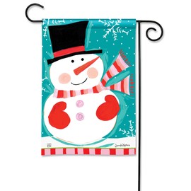 Studio M Double Sided Christmas Holiday Outdoor Flag Decoration for Landscaping, Gardens, and Yards, Standard 13 x 18 Inch Fade Resistant Solar Silk Polyester Fabric Teal Red White Snowflake Snowman