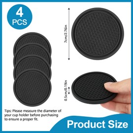 4 Pcs Car Cup Holder Insert, Anti-Slip Shockproof Car Coasters, 2.75 inch Universal Car Cup Coaster Washable for Auto Interior Accessories