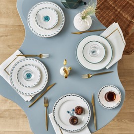 Karaca Iznik Turkish Teacups & Appetizer Plate Set for 6 People - Colorful Dessert Plates (7.4"), Small Turkish Tea Glasses with Saucers - 18 Piece Glass Tea Cups & Porcelain Dish Set