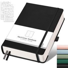 AHGXG Dotted Journal, 320 Numbered Pages Dot Grid Notebook A5 Thick Journal, 100gsm Thick Dotted Paper, Leather Hardcover, Inner Pocket, 5.7"×8.3"-Black