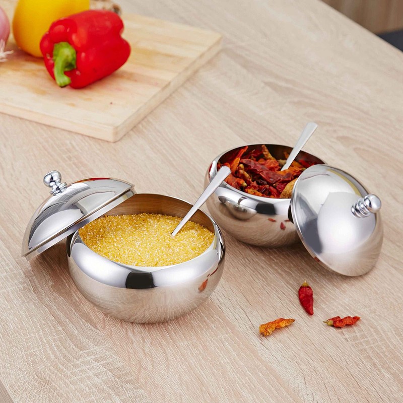 Seasoning Box 304 Stainless Steel Sugar Salt Bowl Container Household
