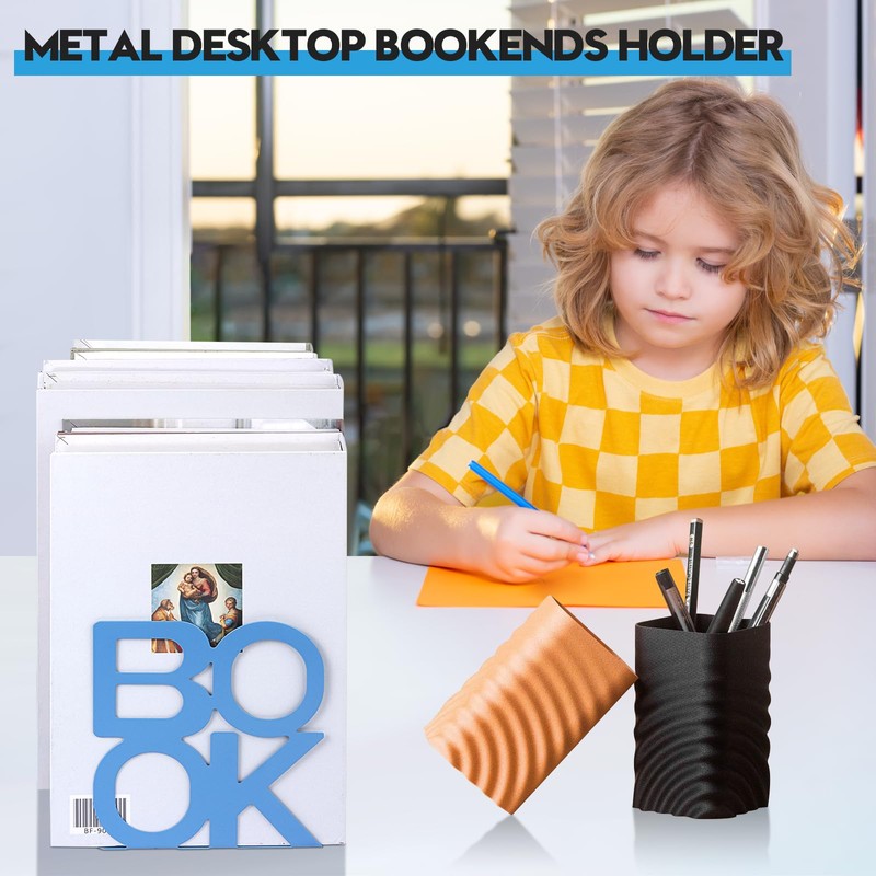 Honagu Book Ends, Bookends, Metal Book Ends for Shelves, Bookends