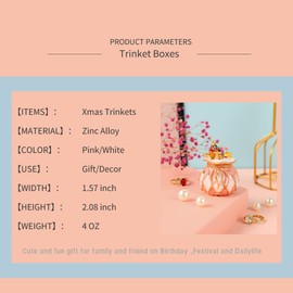 Furuida Christmas Trinket Boxes Hinged Hand-Painted Enamel Lucky Bag Shape Figurine Ornaments Craft Unique Gift for Xmas Decor (Pink)