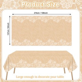 3 PCS Retro Party Tablecloths White Lace Table Cover Large Disposable Rectangle Tablecloth for Bridal Shower Wedding Party Decorations Engagement Holiday Tableware Supplies, 54 x 108 Inch