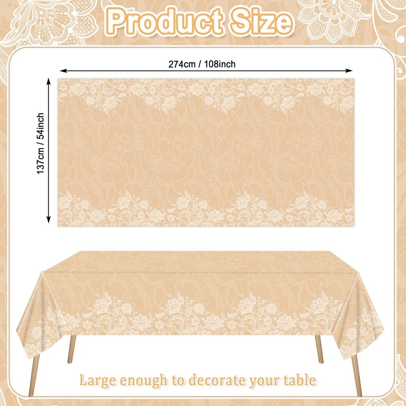 3 PCS Retro Party Tablecloths White Lace Table Cover Large