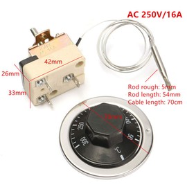 Thermostat 50-300°C, AC 250V 16A Temperaturregler Backofenthermostat Ersatz für Backofen Drei Füße mit Temperaturregelung