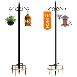 Meyoppm Heavy Duty Double Shepherds Hooks for Outdoor,110 Inch Adjustable Bird Feeder Pole,Shepherds Hook for Hanging Flower Baskets,Feeders,Decorative String Lights,Wind Chimes,Flags