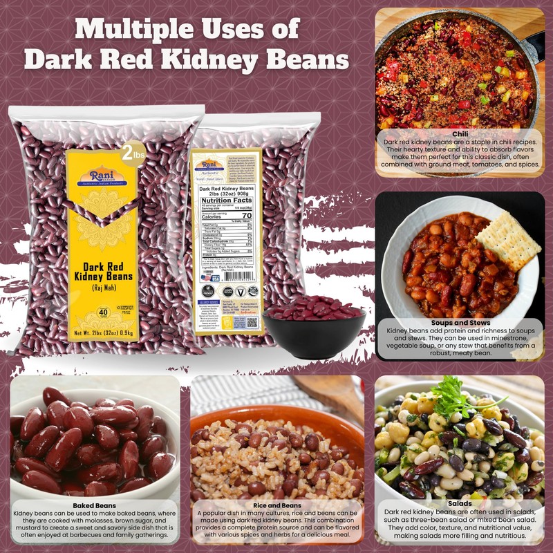 Rani Red Kidney Beans, Dark 32oz (2lbs) 908g ~ All