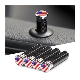 BELOMI 4 Pcs Car Door Lock Knobs, Carbon Fiber Auto Door Lock Pin Covers, Decorative Cover for Car Rod Bolt, Door Pull Pins Decor, Universal Vehicle Interior Modification Accessories (Multicolor Flag)