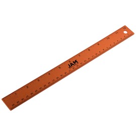JAM PAPER Stainless Steel Ruler - 30 cm (12 Inch) - Metal Ruler with Non-Skid Cork Backing - Orange Metallic - Sold Individually